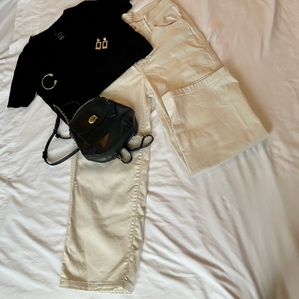 Wide leg denim pants